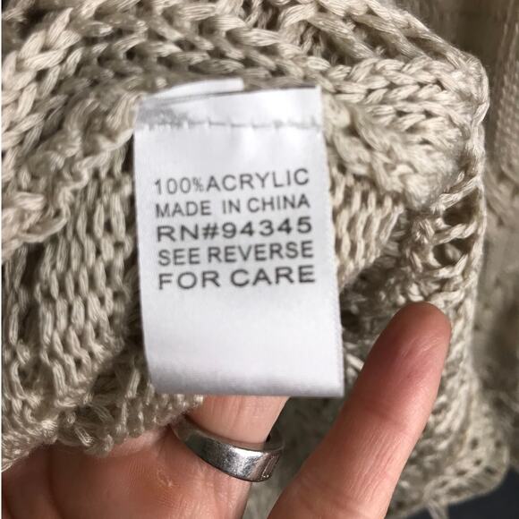 Boston Proper Cardigan Womens Sz XS Beige Crochet Drapey Open Front NWT - Picture 7 of 10